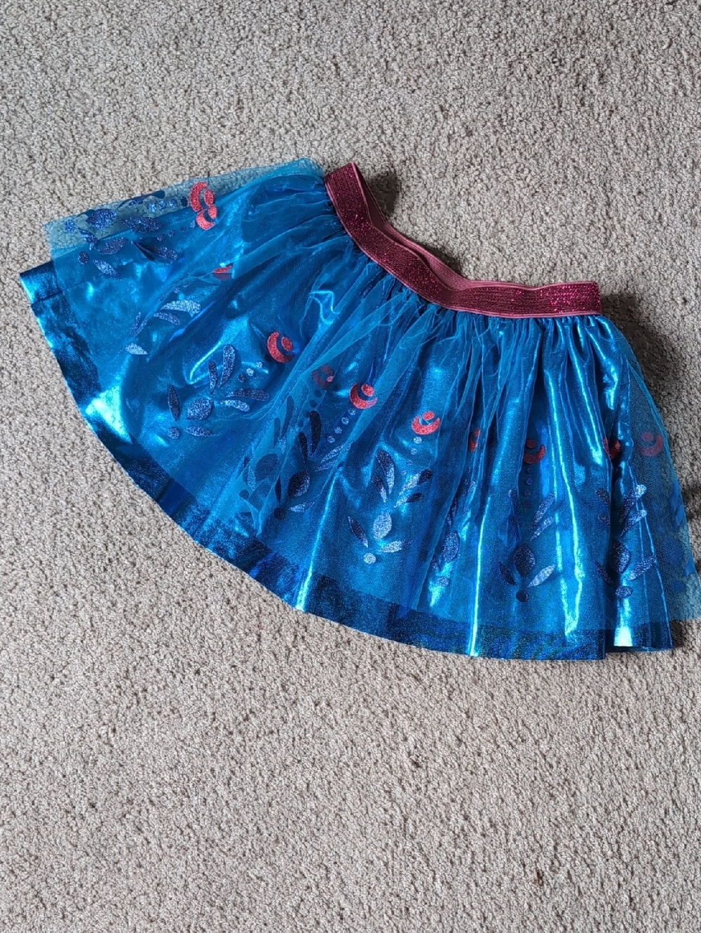 ❤️4/$20 Disney Blue Metallic Frozen Skirt with Pink Waistband
